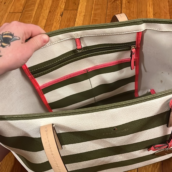 Kate Spade green and white stripe shoulder bag - Picture 3 of 4